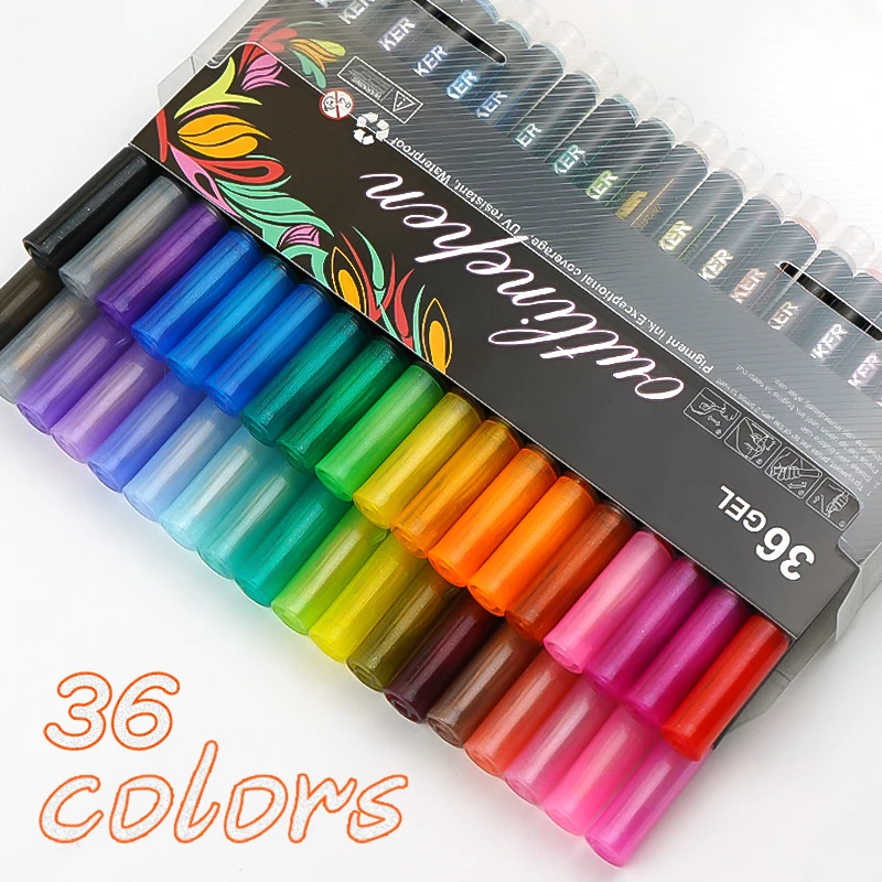 Customized Logo 36 Colors Silver double line marker pen set Metallic Outline Marker Pen