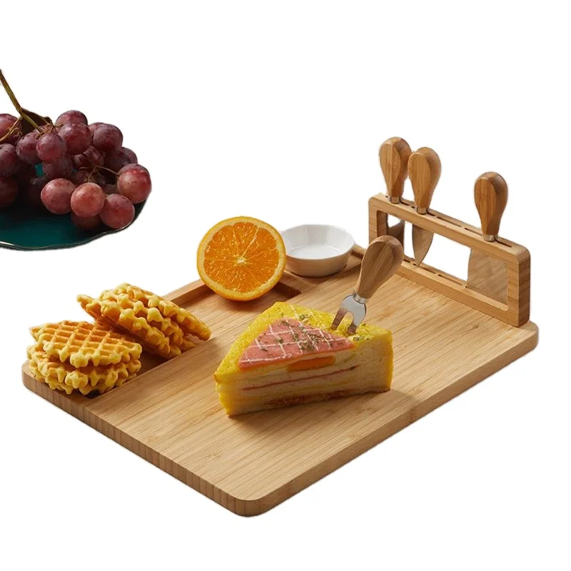 Multifunctional Bamboo Board Wooden Cheeseboard Cheese Board With Cutlery Set