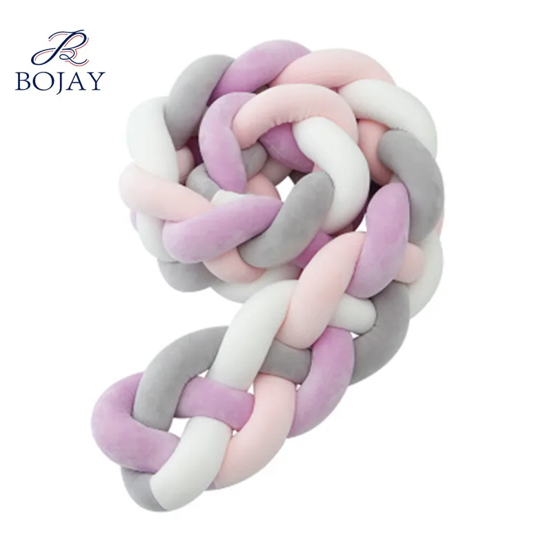 Braided Crib Bumper 4 Braids Knot Cushion Decorative Bolster Pillow Crib Bedding Baby Sheets