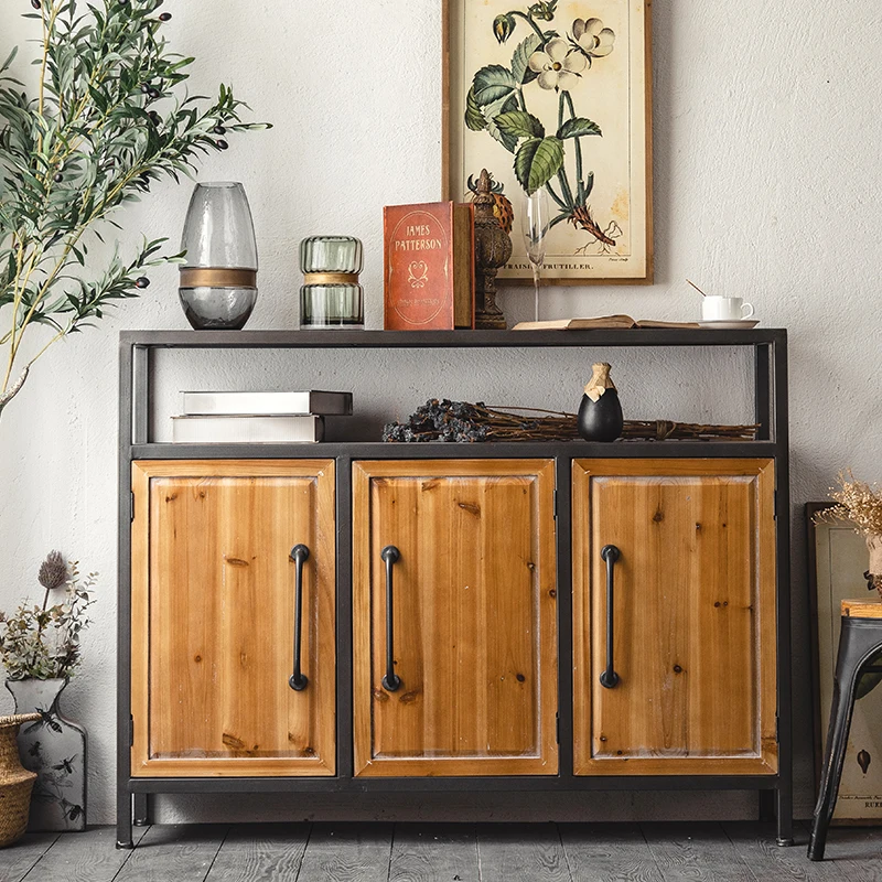 Rustic Style 4-Door Sideboard Buffet Multi-Functional Large Space Dining Room Furniture Living Room Home Farmhouse Hotel