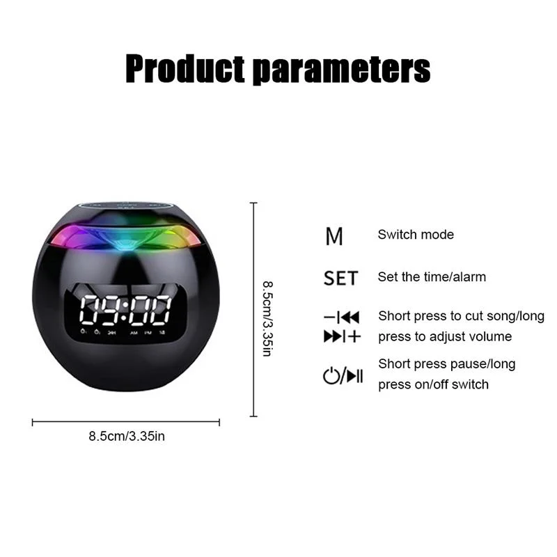 New  Arrived  Body  Motion  Sensor  Alarm Clock Speaker  With Rgb Night Light Wireless Portable MIni Music Player  FM Radio