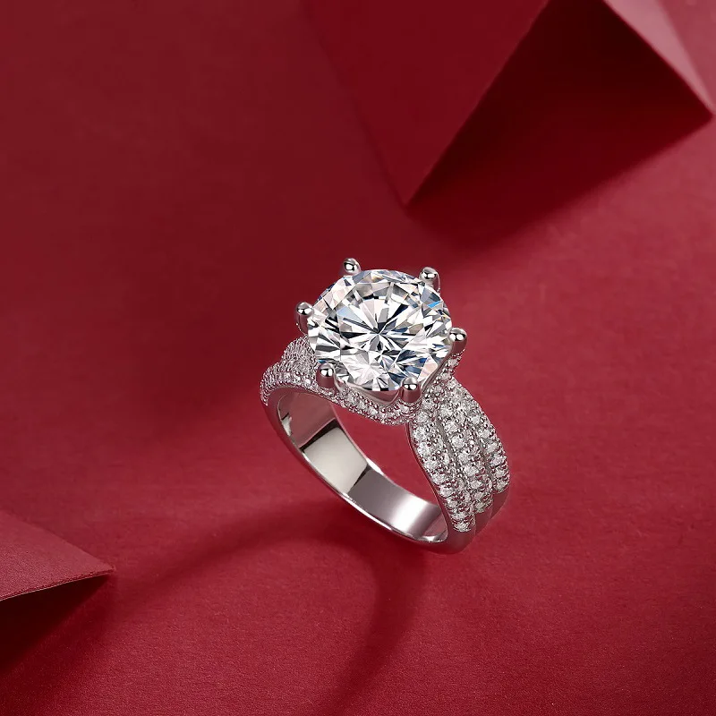 Индивидуальная Сертификация GRA круглое кольцо 5CT VVS D Moissanite обручальное 925 стерлингового серебра для свадьбы мужчин и женщин роскошные украшения