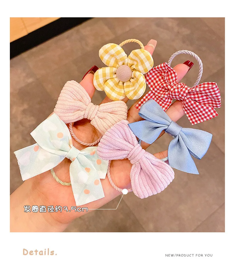 10Pcs/Set Big Bow Flower Elastic Hairbands Children Girls Sweet Hair Ties Fashion Headbands Hair Bows Rubber Band For Kid