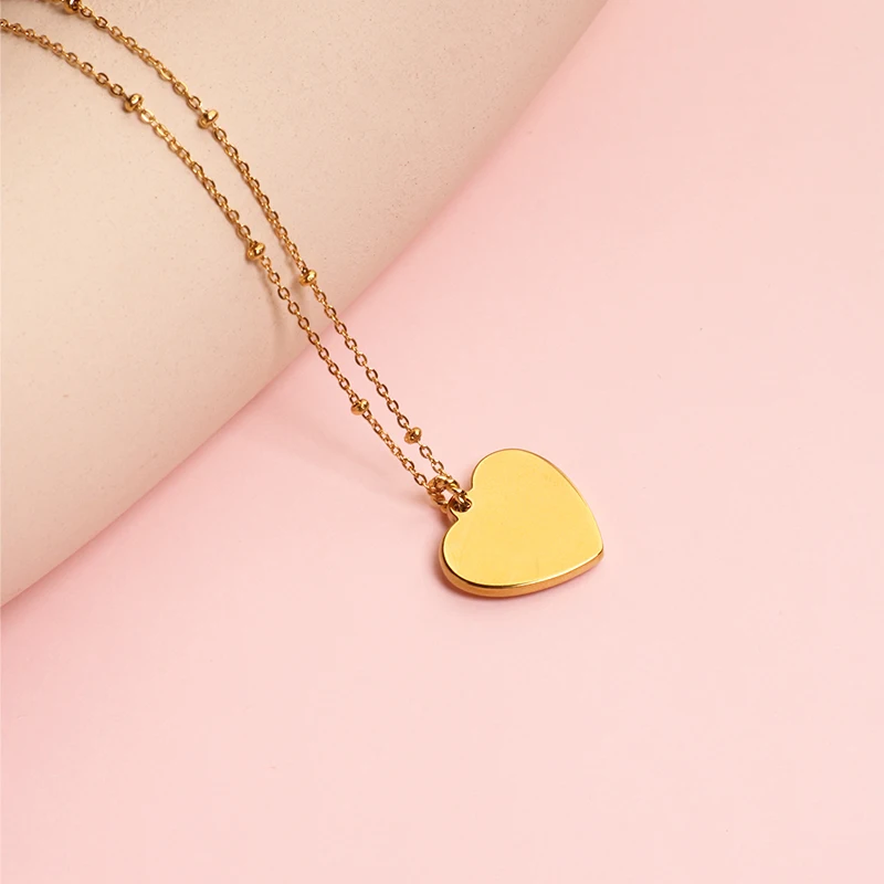 Stainless Steel Chain Chunky Gold  Necklace Birthday Gift Trendy Best Friend Necklace Heart Pendant Necklace