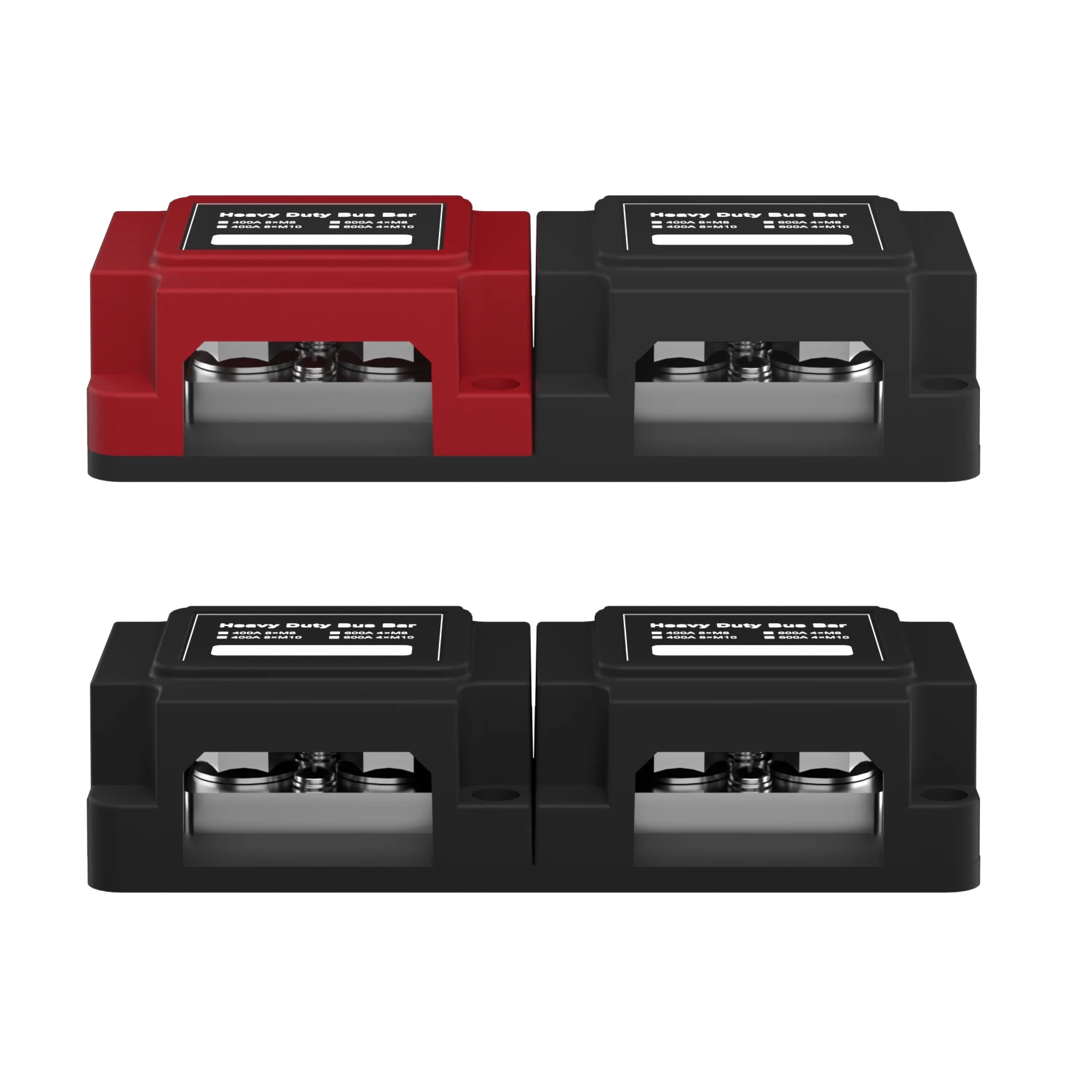 Amomd 600A M8 M10 Marine 4-P Red/Black Electrical Heavy Duty Copper Bus Bar Box with Cover