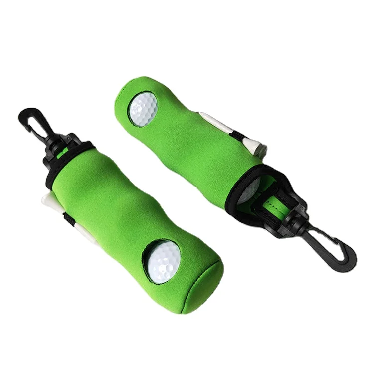 3 Golf Balls Golf Tees Holder Pouch Storage Case Neoprene Golf Ball Bag With Clip