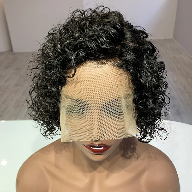 Ruolanni дешевая цена индийская вырезанная челка 13x1 T-часть Прозрачная Кружевная Фронтальная необработанные натуральные человеческие волосы парик