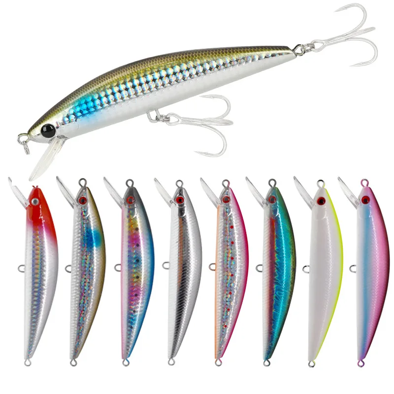 120mm 41g sea fishing plastic Long Casting  Sinking  Bass tuna  minnow fishing lure with VMC treble hook