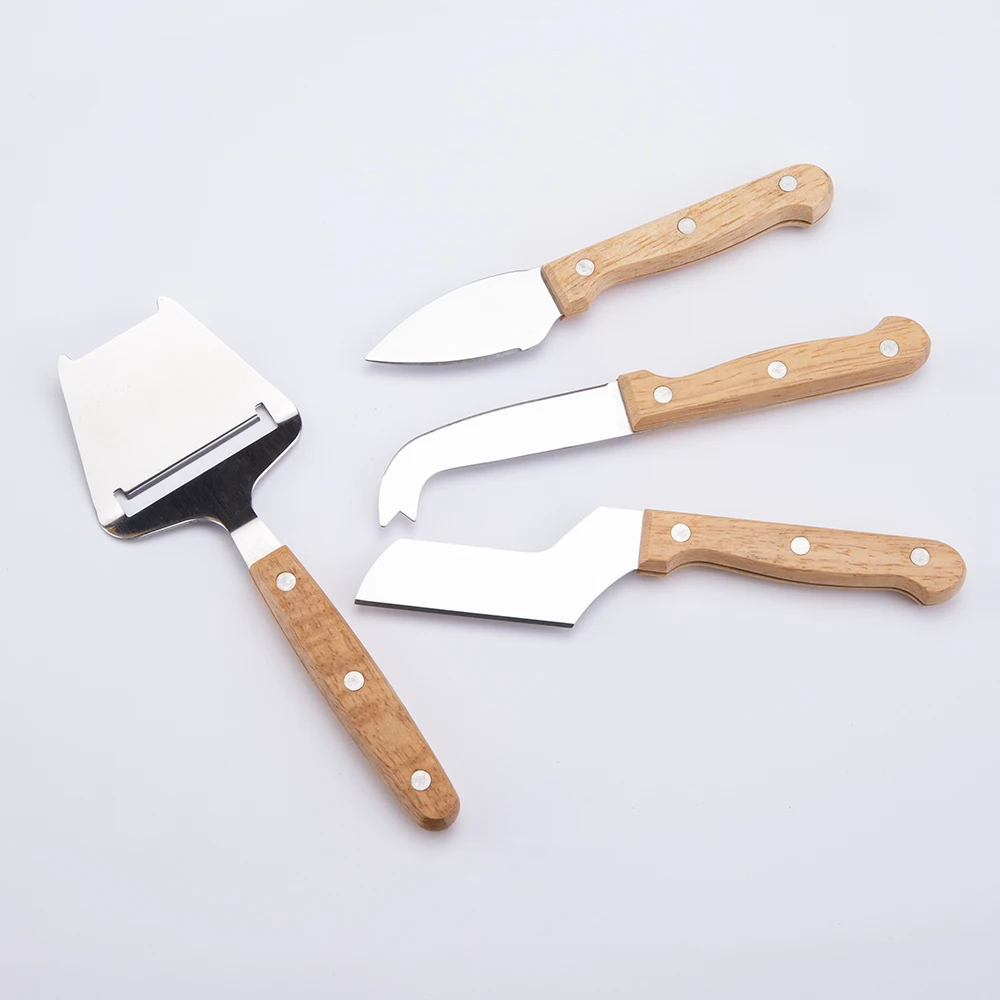 4 Pcs Big Cheese Grater Cheese Knife Cheese Tools with Rubber wood Handle