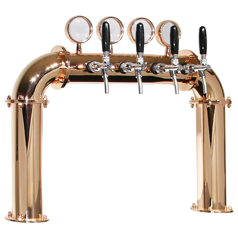 U Tower Stainless Steel 4 Tap Tower 102mm Beer Dispensing Equipment Draft Beer Tower (Gold)