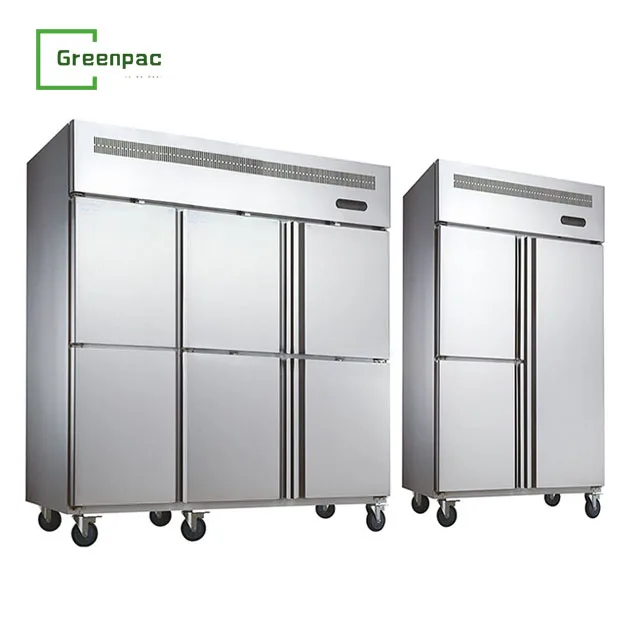 -18C~-22C Six Doors Stainless Steel Kitchen Fridge Commercial Deep Freezer Hotel Restaurant Refrigeration Equipment