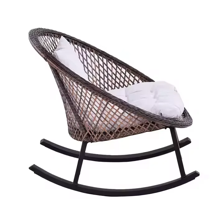 New design indoor / outdoor PE rattan rocking chair garden modern round chair