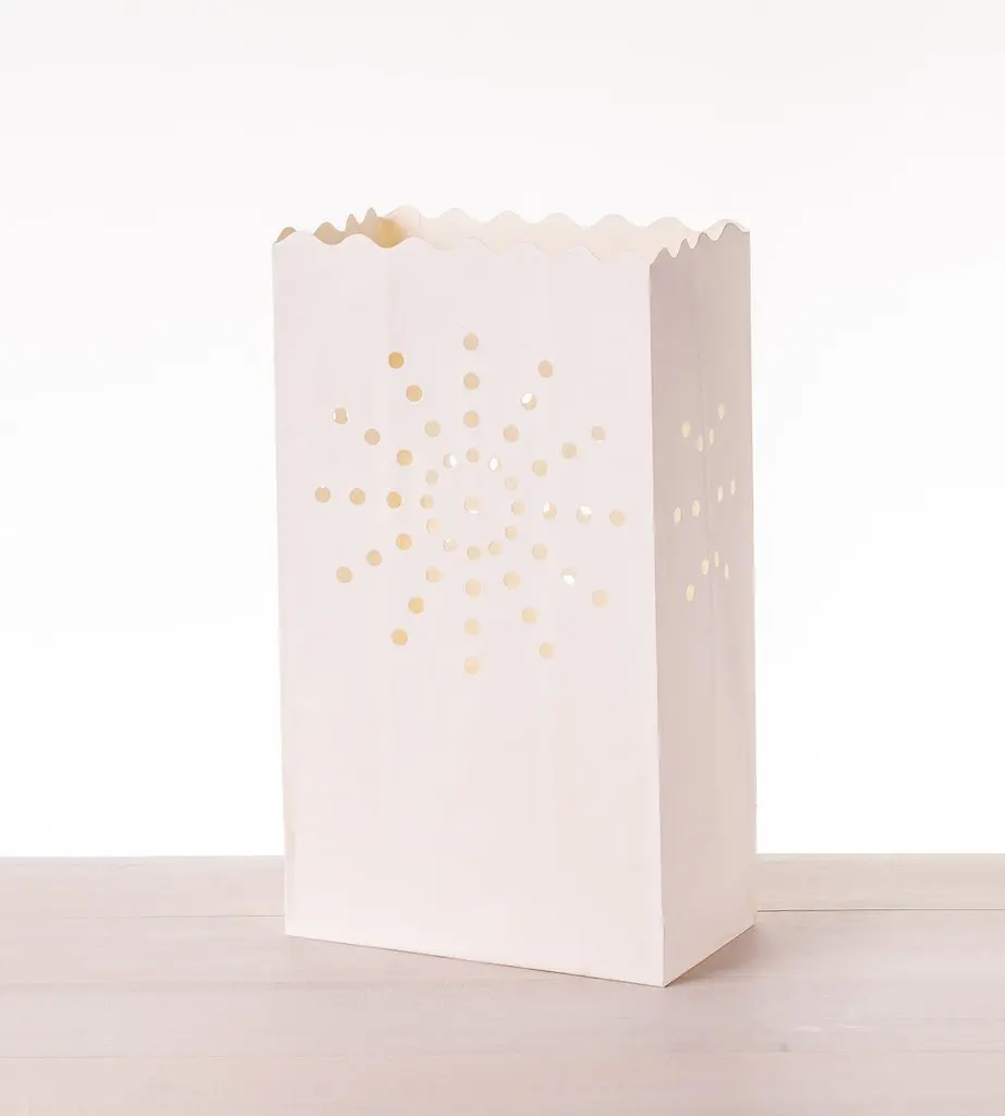 White Luminary Bags Flame Resistant Paper Candle Bag For Wedding Christmas Holiday