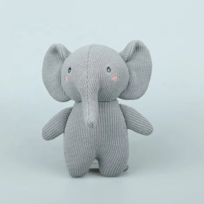 New style cute knitting panda teddy bear bunny elephant deer stuffed animal doll comfort plush toy