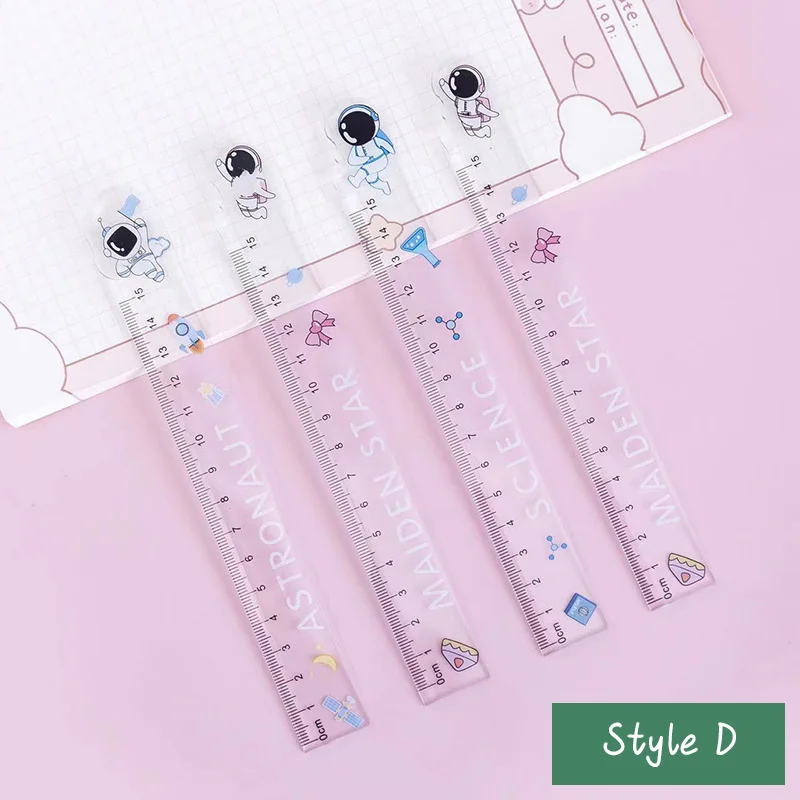 Student Kawaii Colorful Digital Flat Scale Ruler Cute 15cm Acrylic Plastic Bookmark Straight Rulers For School Girl In Bulk 2024
