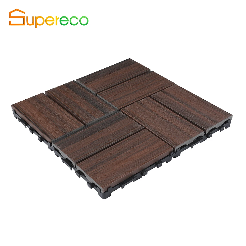 ECO Waterproof Balcony Interlocking Wpc Decking Tiles Outdoor Composite Wood Wpc Deck Diy Tile Floor For Porch Patio Garden