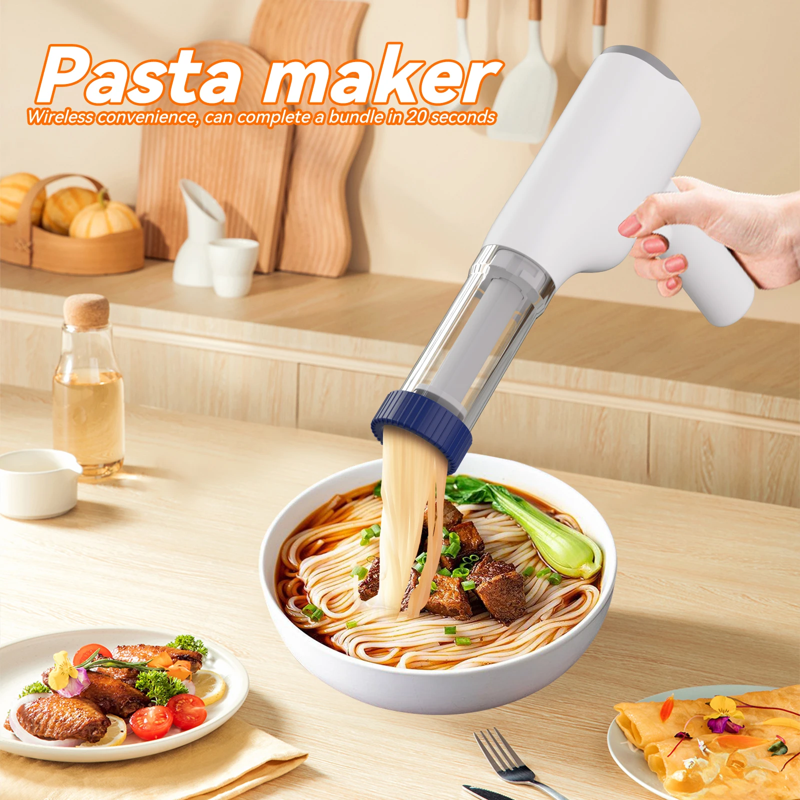 Booming 2024 New Arrival 1500mah Electric Portable Rechargeable Noodle Maker SUS 304 Handheld Noodle Maker Machine for Kitchen