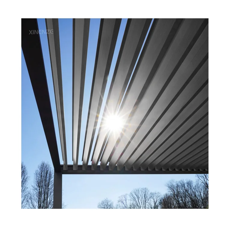 Outdoor Louvered Pergola Collections Aluminum Frame Steel Roof With 2 handle Hook Control Louver Pergola Gazebo For Garden Lawn