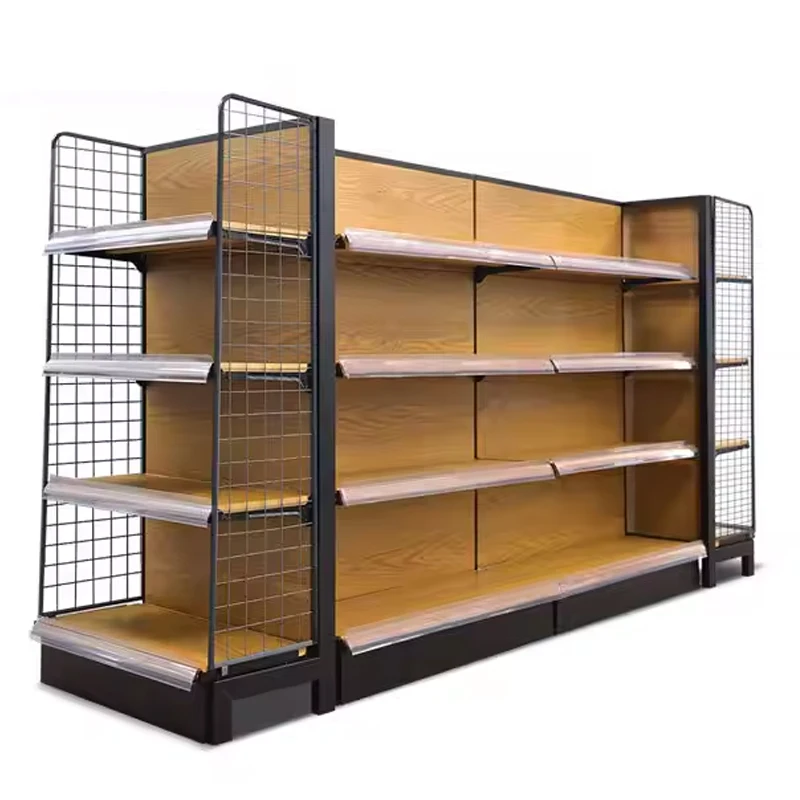 supermarket shelves modern design wood board transfer printing rack supermarket gondola shelving,grocery store racks