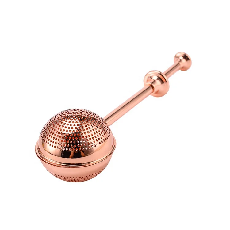 Rose Gold 304 Stainless Steel Tea Ball Infuser Strainer Filter With Long Handle For Loose Leaf Tea