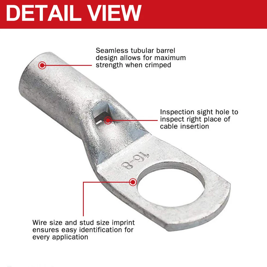 SC Series Copper Tube Terminals Cable Lug Heavy duty Battery Eyelets Ends Starter Ring