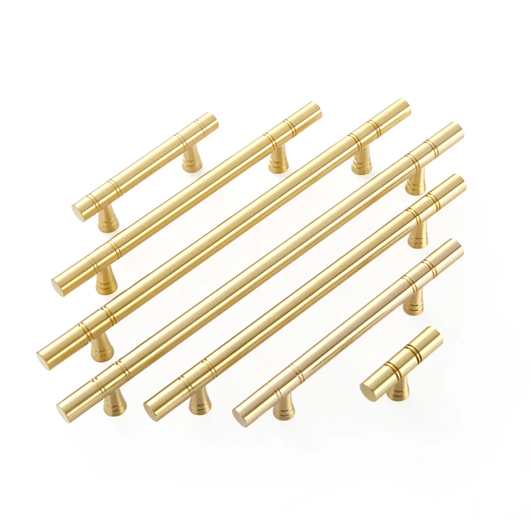 Wholesale Gold Brass Kitchen Cabinet Furniture Hardware Pull Handles For Home Decorative