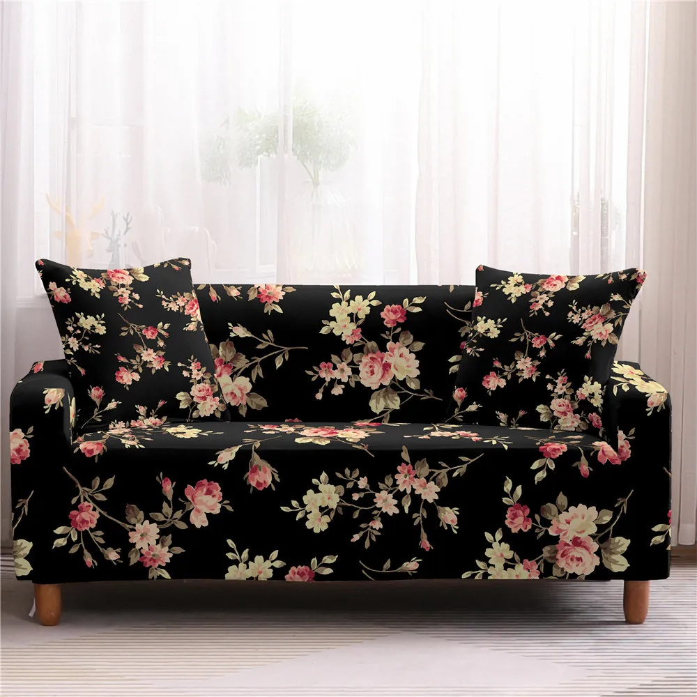 Home 3D printed leaves living room sofa cover full package elastic sofa cover cloth combined sofa cushion