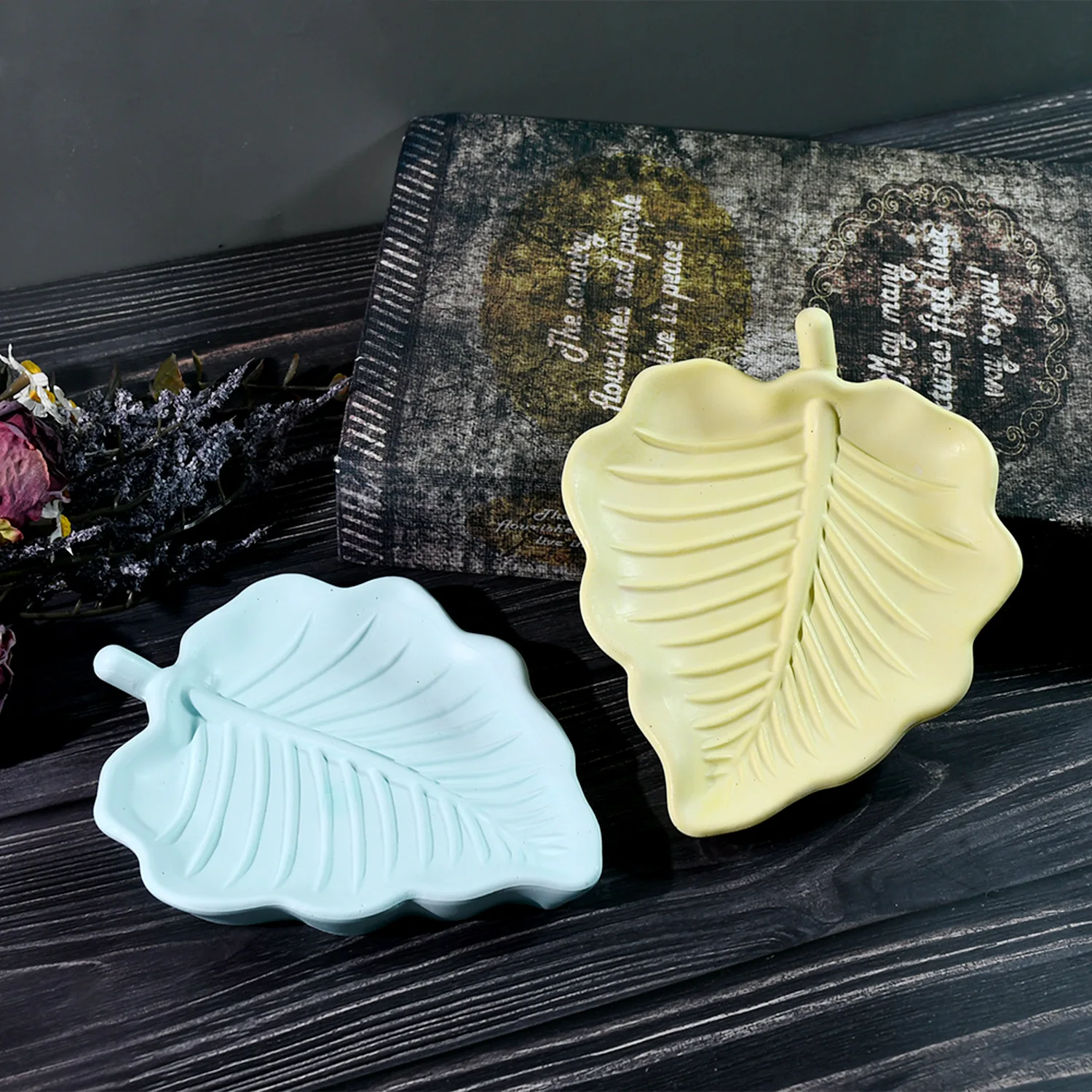 diy glue mold leaf tray silicone mold gypsum resin storage fruit tray mold