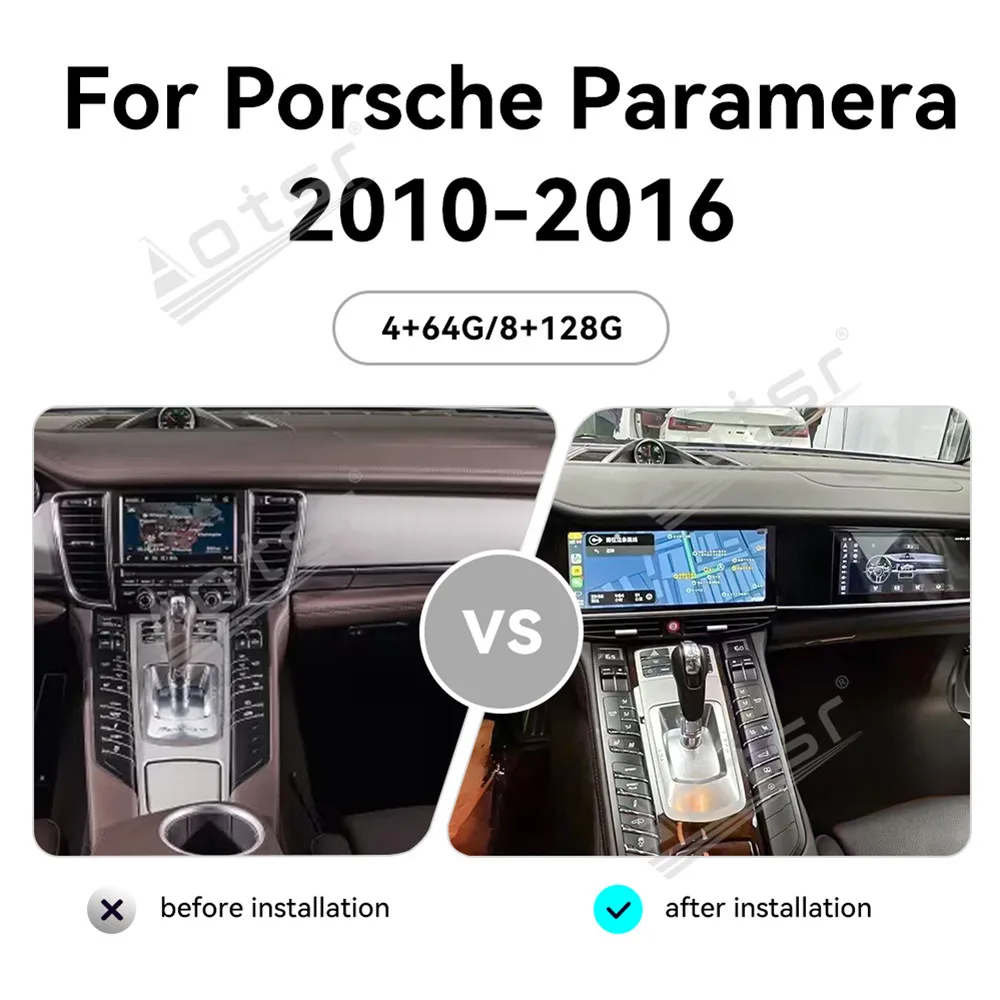 Aotsr Dual Android Car Radio Screen For Porsche Paramera 2010-2016 Intelligent System Navigation GPS Multimedia Player
