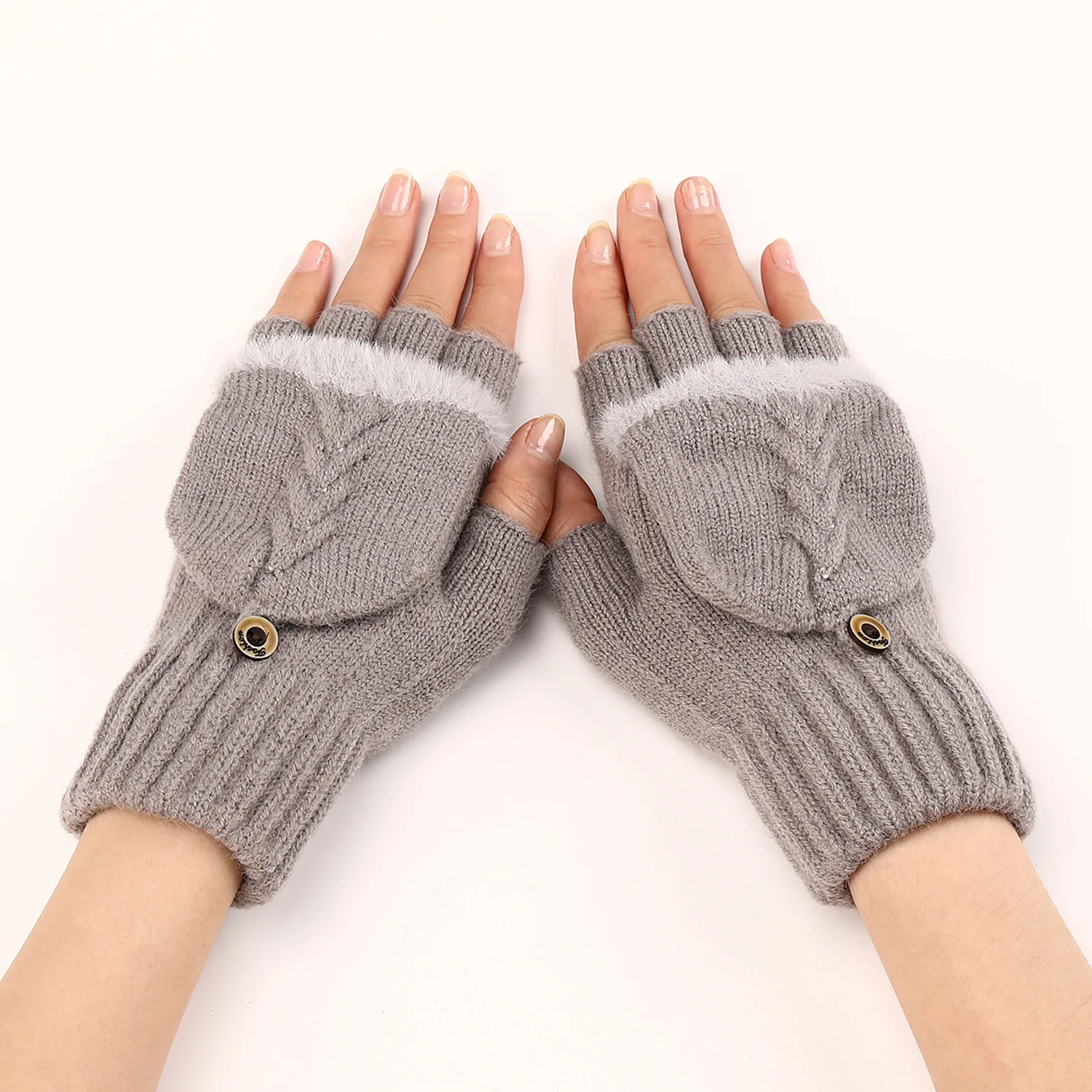 Autumn Winter Knitted Fingerless Half Finger Gloves For Women