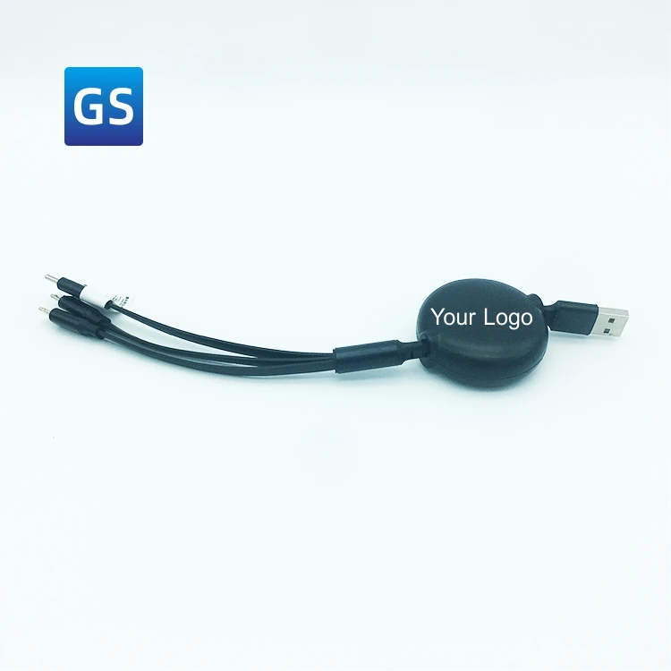 Custom Your Logo 120CM 5A USB Fast Charging Cable 3 In 1 Retractable USB Charging Data Cable For Mobile Phone Charging