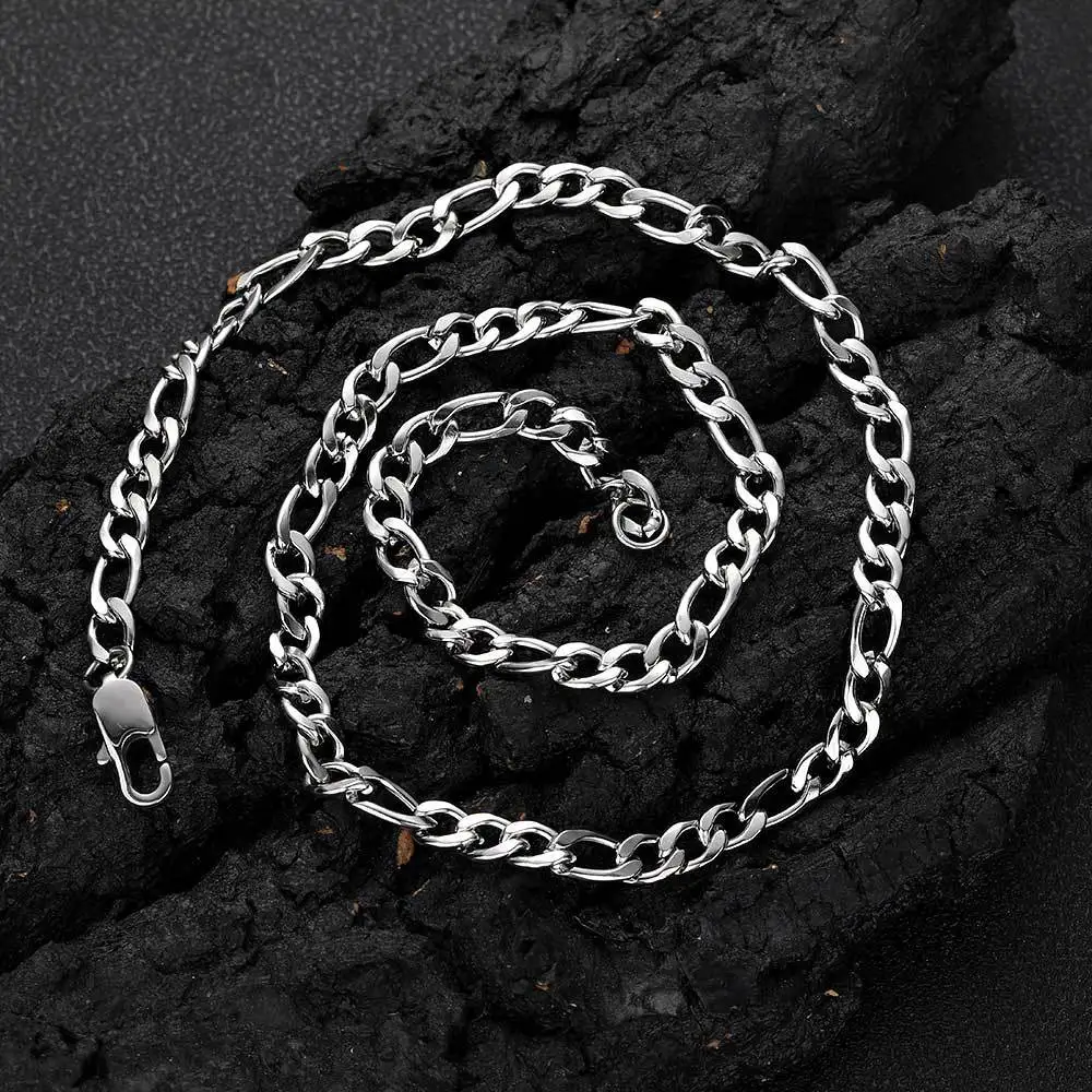 Custom Classic Figaro Chain Necklace Men Stainless Steel Long Necklace Width 3MM Chain Hip Hop Jewelry Gift