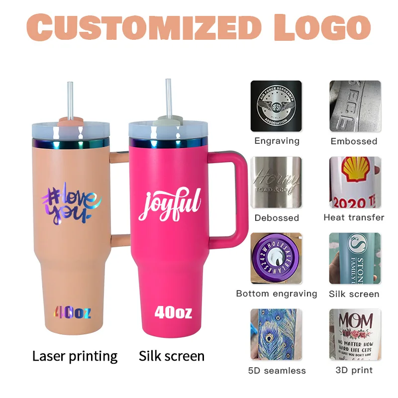 USA rainbow gold plated 40oz tumbler with handle holographi stainless steel laser engraving blanks travel mug wholesale bulk