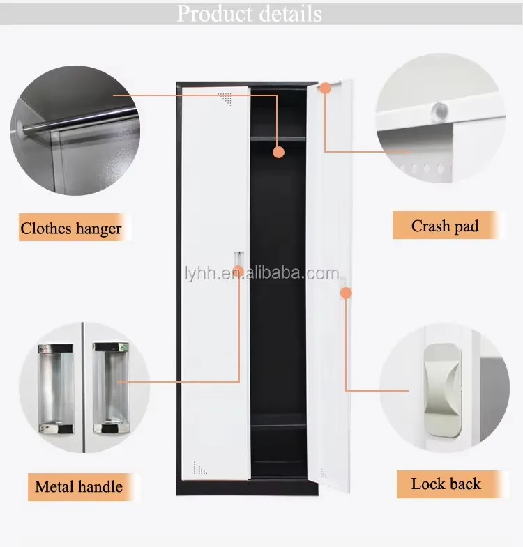 China Wholesale Easy Assembly Steel Iron Almirah Metal Locker Cheap Closet Wardrobe With Mirror