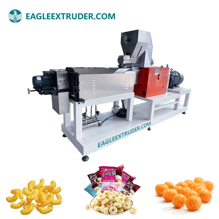 New Automatic Corn Puffed Snacks Making Machine Extruder Production Line for Cheese Ball Chips with Durable Mixer Engine