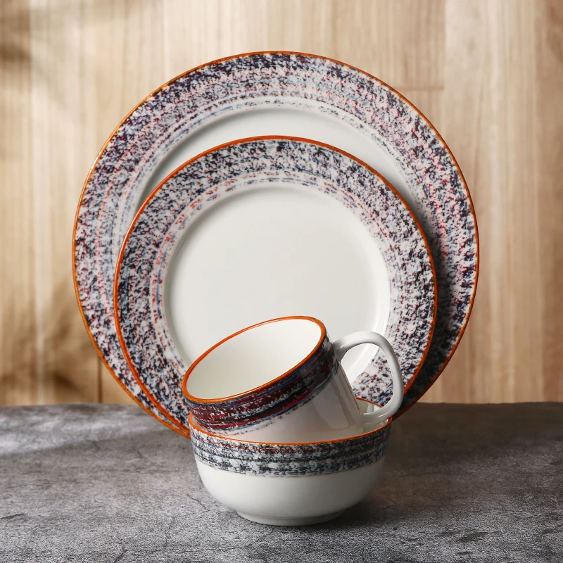 WEIYE Glazed Creative Crockery Tableware Dishes & Plates Unique Design Ceramic Dinner Set Modern Style Porcelain Dinner Set