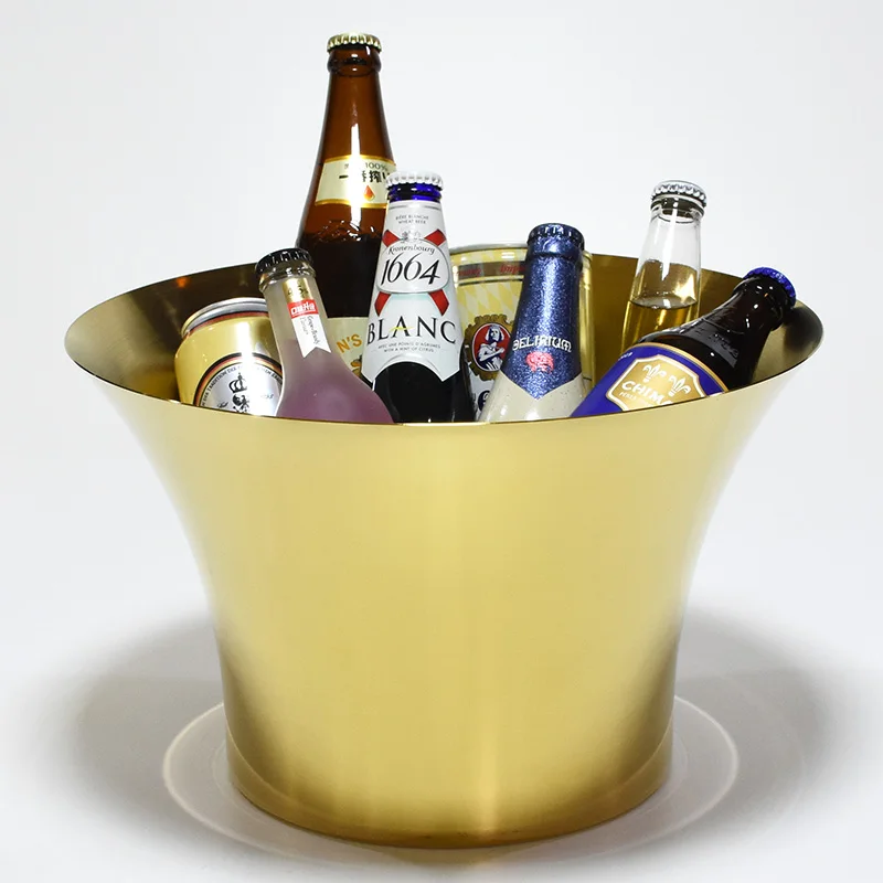 Wholesale high-capacity 12L metal ice bucket outdoor party hotel bar stainless steel ice bucket