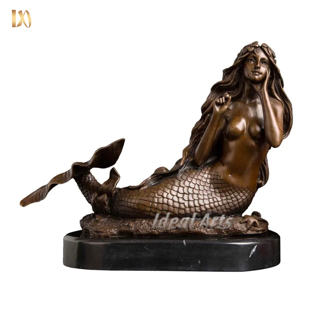 custommade home decor life size sexy woman bronze metal mermaid statue sculpture coffee table