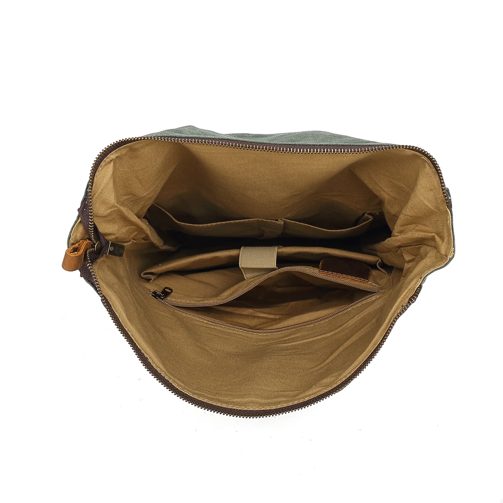 Custom recycled Rpet polyester roll top Travel Casual Rucksack backpack waterproof waxed canvas with cowhide leather backpack