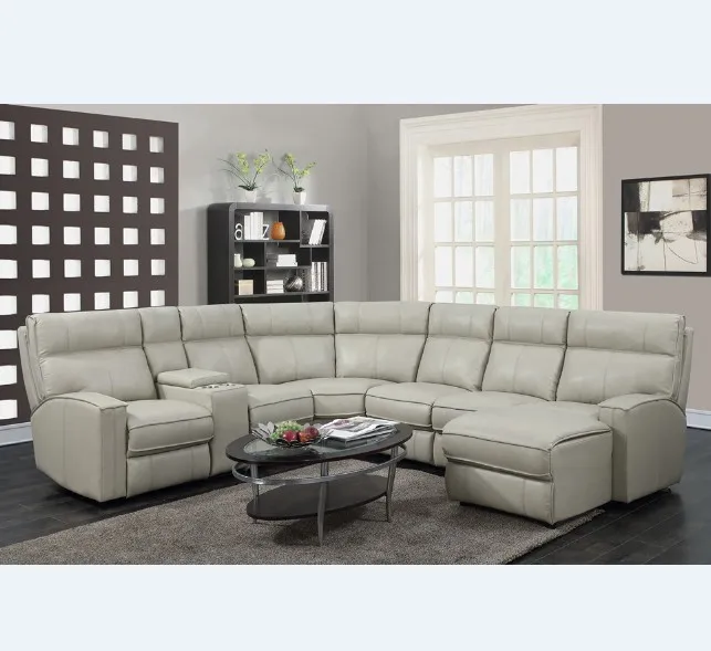 Living room furniture 6 seater italian leather sectional sofa set