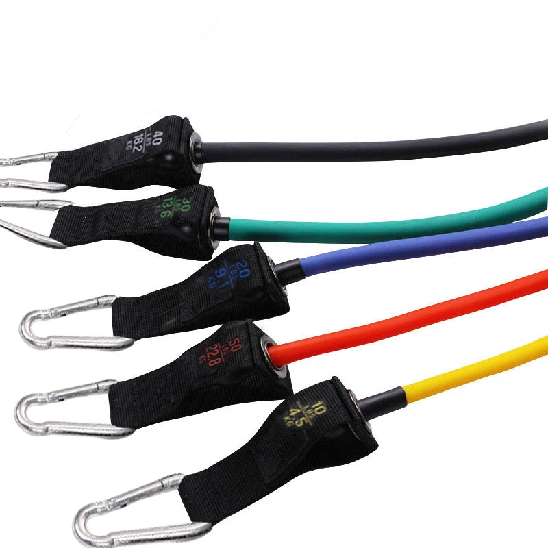 Hot Sale Home Gym Workout 11 Pcs Rubber Elastic Fitness Band Resistance Band Set