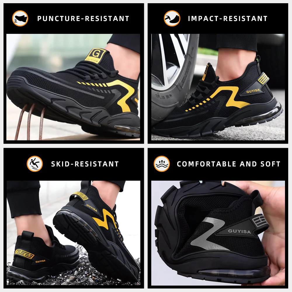 Wholesale Lightweight Air Cushion Sports Steel Toe Manufacturer Composite Site Work Safety Shoes