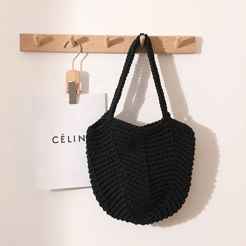 2024 handmade crocheted tote bag with long handle as girl gift box
