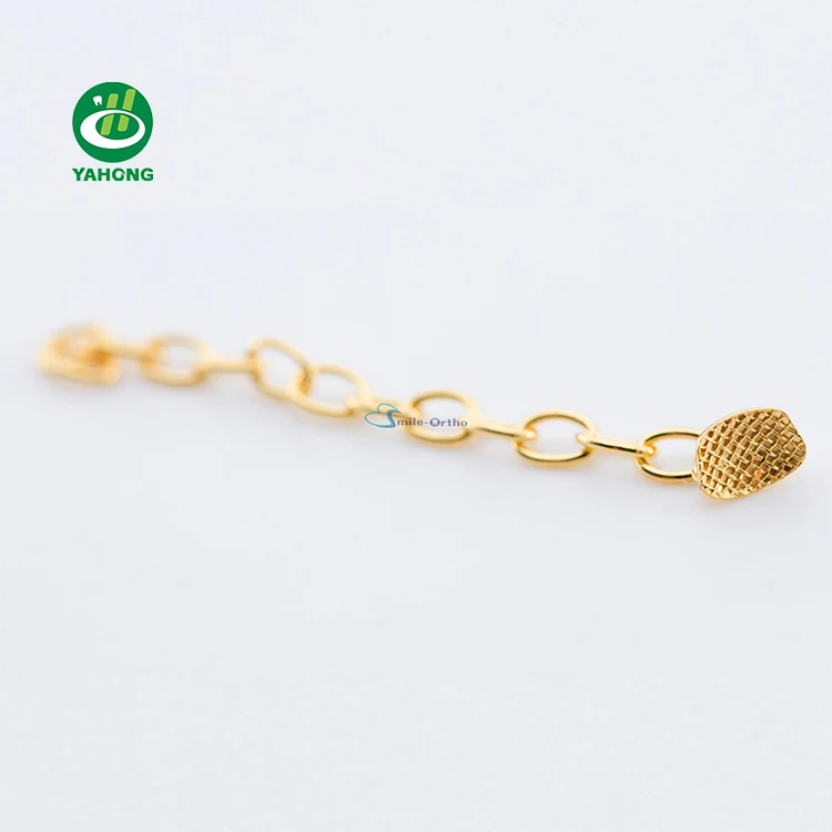 Dental Orthodontic Traction Chain Golden Round Metal Bracket Lingual Buttons Dentist Orthodontic