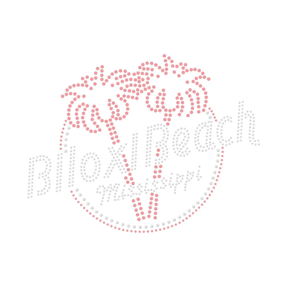 Rhinestone Beach Chairs Motifs Design Summer Pattern Hot Fix Rhinestone Heat Transfer Custom