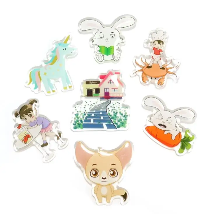 No MOQ VOGRACE cheap OEM cartoon anime acrylic badges button wholesale plastic clear transparent badge pins with your design