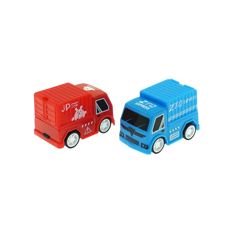 Cartoon Express Delivery Truck Pull Back Car Classic Push Friction Vehicle Plastic Toys for Vending Machine Capsule