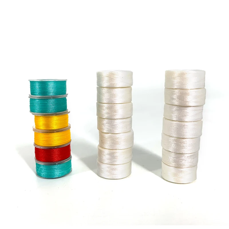  75D/2 Polyester Bobbin Thread L type side less for back embroidery white