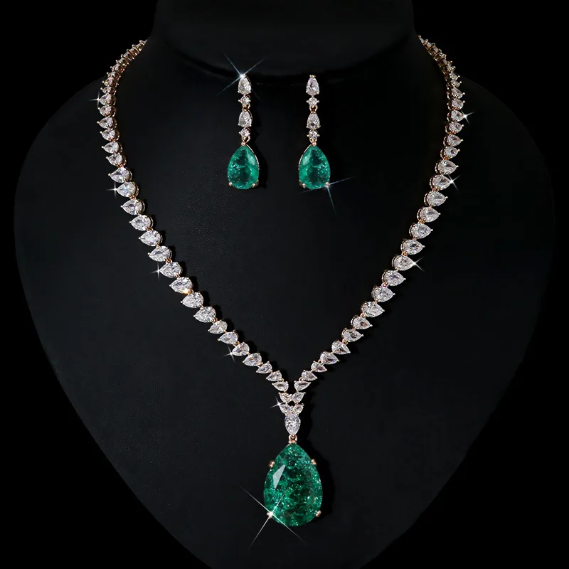 Классические Свадебные ювелирные изделия из Дубая, роскошные грушевые циркониевые серьги, ожерелье, наборы свадебных украшений, модный подарок
