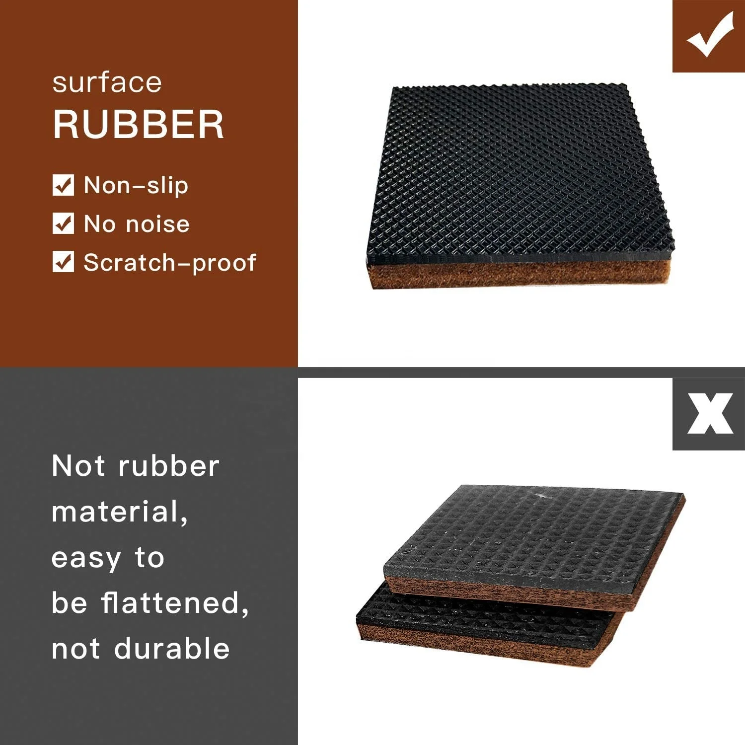 18 шт. 2 дюйма Квадратные Нескользящие резиновые войлочные мебельные подкладки 3 м для ножек стола стула